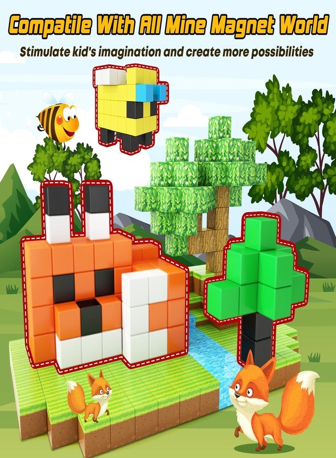 Toylogy مجموعة مكعبات مغناطيسية مكونة من 48 قطعة لألعاب الأطفال الصغار، مكعب مغناطيسي كبير للعب الحسي والتعليم العلمي والتكنولوجي والهندسي والرياضي، ألعاب مغناطيسية لمرحلة ما قبل المدرسة للأولاد والبنات من عمر 3 إلى 6 سنوات، متوافقة مع عالم المغناطيس Mine Magnet World - Image 2